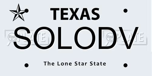 SOLODV Texas License Plate