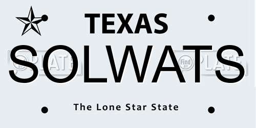 SOLWATS Texas License Plate