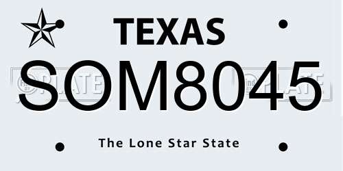 SOM8045 Texas License Plate