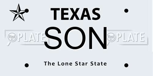 SON Texas License Plate