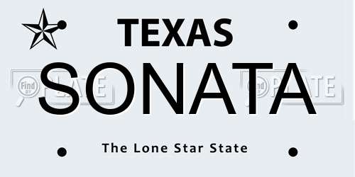SONATA Texas License Plate