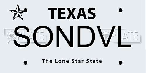 SONDVL Texas License Plate