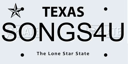 SONGS4U Texas License Plate