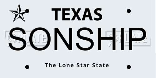 SONSHIP Texas License Plate