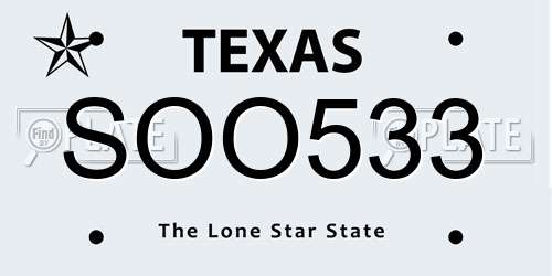 SOO533 Texas License Plate