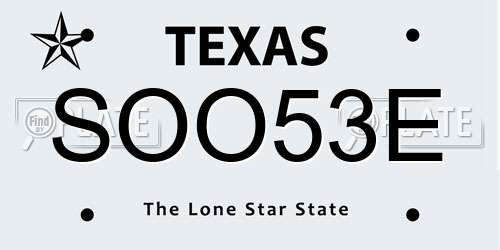 SOO53E Texas License Plate