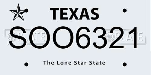 SOO6321 Texas License Plate