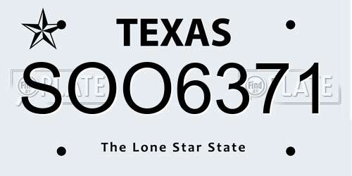 SOO6371 Texas License Plate