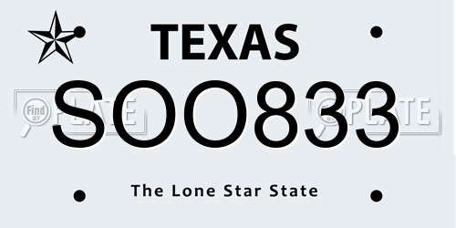 SOO833 Texas License Plate