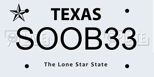 SOOB33 Texas License Plate