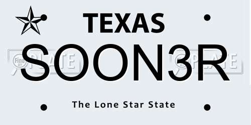SOON3R Texas License Plate