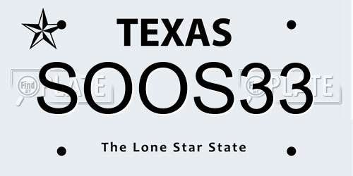 SOOS33 Texas License Plate