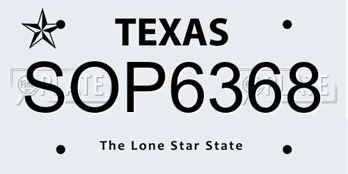 SOP6368 Texas License Plate