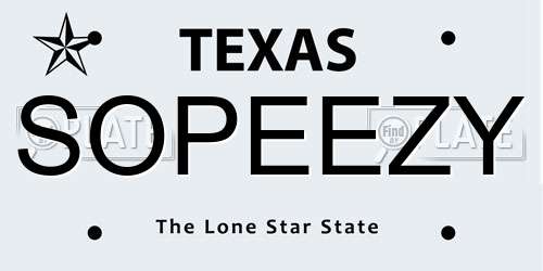 SOPEEZY Texas License Plate