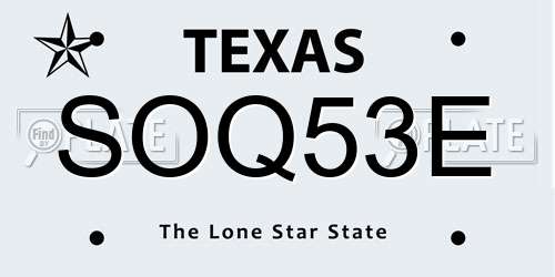 SOQ53E Texas License Plate