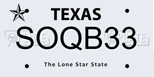 SOQB33 Texas License Plate