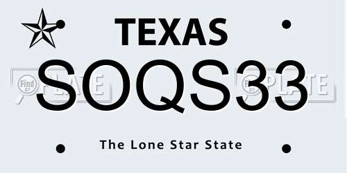 SOQS33 Texas License Plate