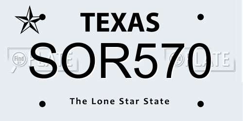 SOR570 Texas License Plate