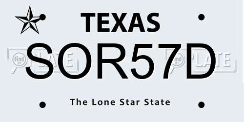 SOR57D Texas License Plate