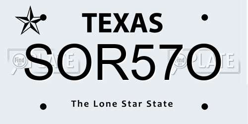 SOR57O Texas License Plate