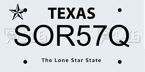 SOR57Q Texas License Plate