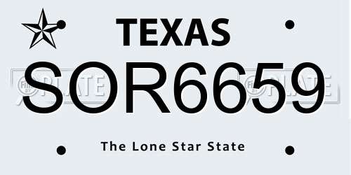 SOR6659 Texas License Plate