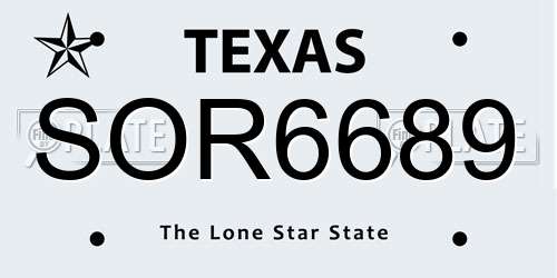 SOR6689 Texas License Plate