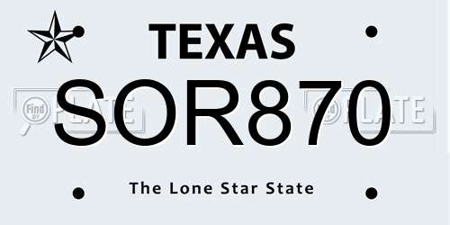 SOR870 Texas License Plate
