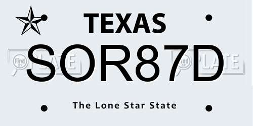 SOR87D Texas License Plate