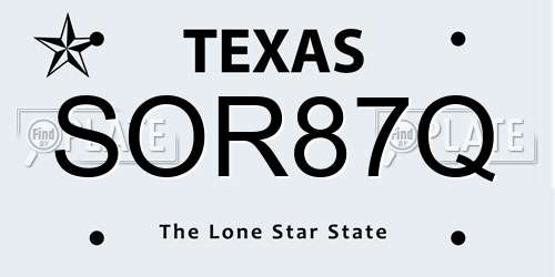 SOR87Q Texas License Plate