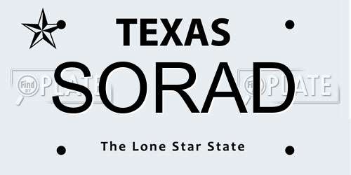 SORAD Texas License Plate
