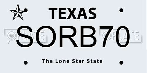 SORB70 Texas License Plate