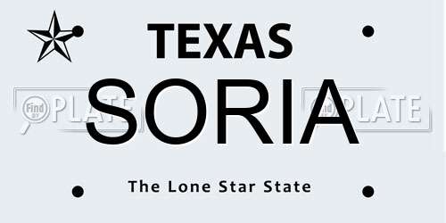 SORIA Texas License Plate
