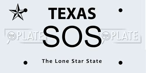 SOS Texas License Plate