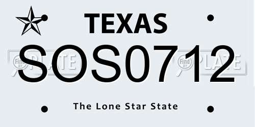 SOS0712 Texas License Plate