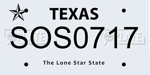 SOS0717 Texas License Plate