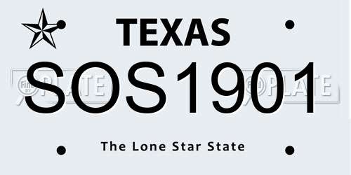 SOS1901 Texas License Plate