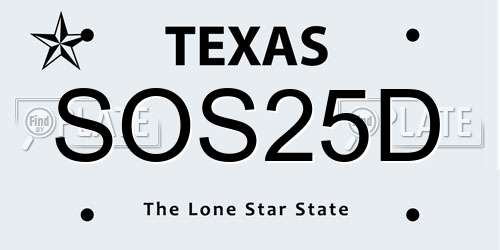 SOS25D Texas License Plate