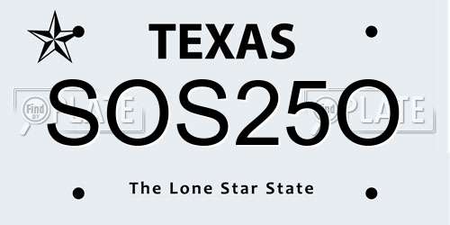 SOS25O Texas License Plate