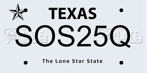 SOS25Q Texas License Plate