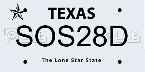 SOS28D Texas License Plate