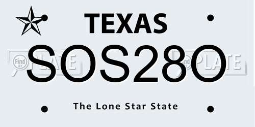 SOS28O Texas License Plate