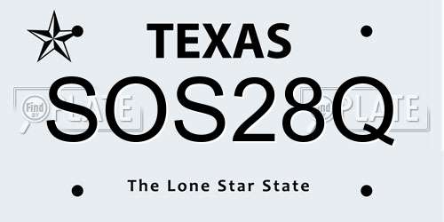 SOS28Q Texas License Plate