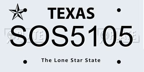 SOS5105 Texas License Plate