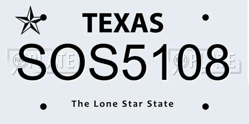 SOS5108 Texas License Plate