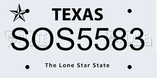 SOS5583 Texas License Plate