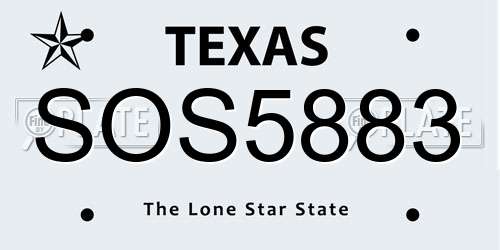 SOS5883 Texas License Plate