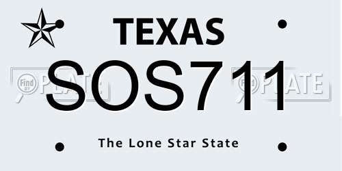 SOS711 Texas License Plate