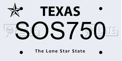 SOS750 Texas License Plate