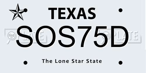 SOS75D Texas License Plate